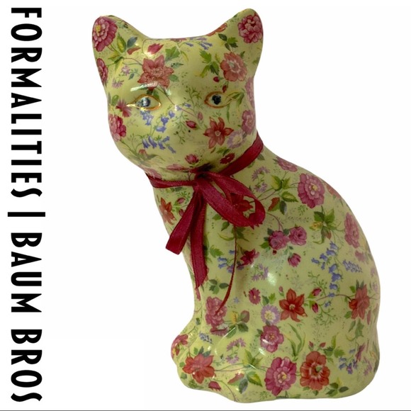 Vintage Other - VTG Baum Bros Formalities Green Floral Cat Decor